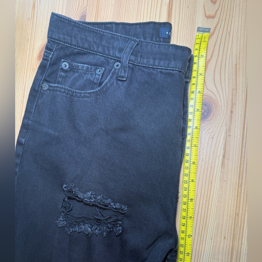 Aeropostale Mom Jeans Womens 12 Black Denim Midrise Cotton Streetwear Distressed - Picture 6 of 7